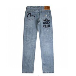 Evisu Paint Splatter Jeans Blue Men's